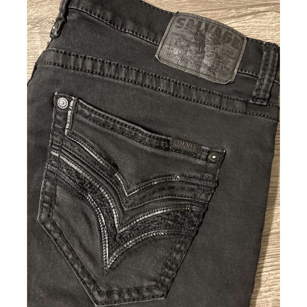 Salvage Mayhem Straight Leg Stretch Regular Fit Black Denim Jeans Size 36x30